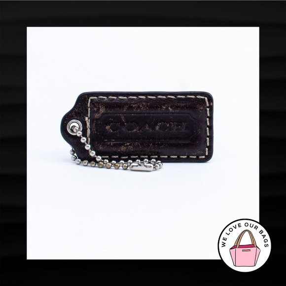 2.25" Medium COACH DARK BROWN LEATHER KEY FOB BAG CHARM KEYCHAIN HANGTAG - Picture 1 of 1
